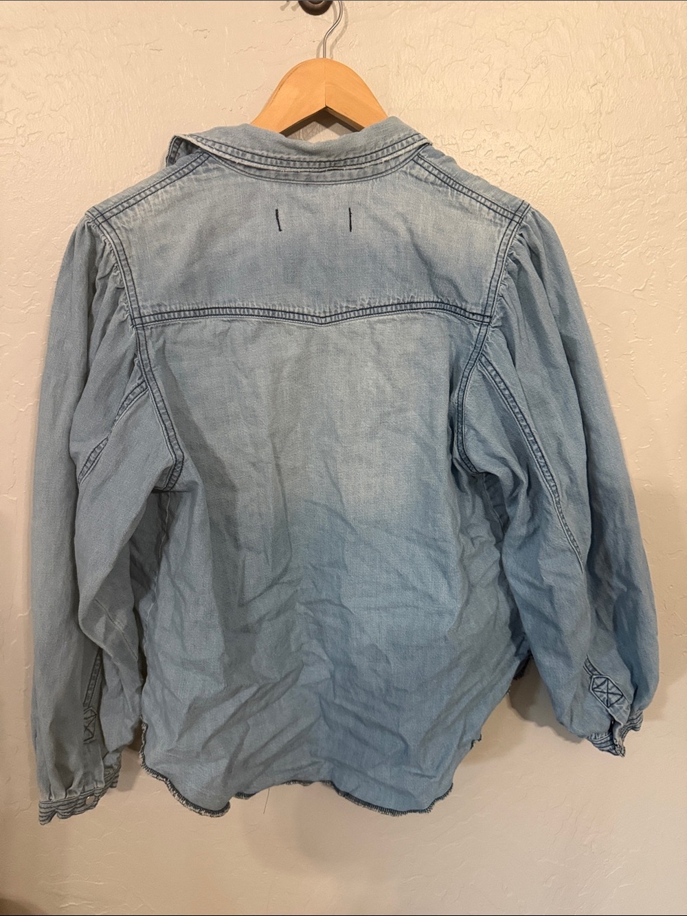Free People Faded Light Blue Denim Button-Front Jacket - Picture 2 of 5